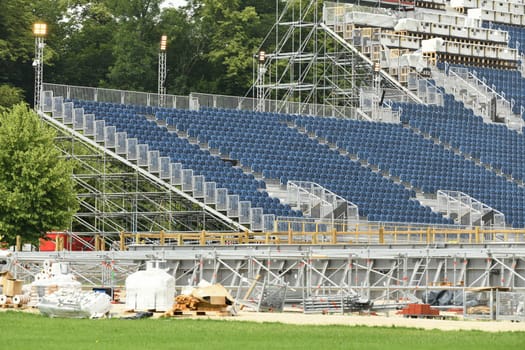 Construction of stands for the Olympic Games in Paris for horse riding