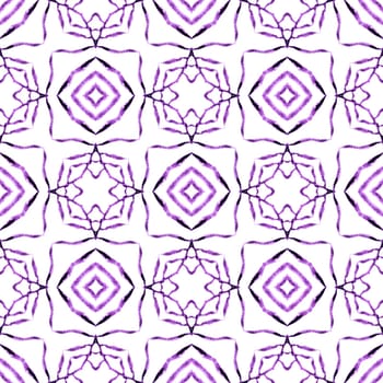 Exotic seamless pattern. Purple delicate boho chic summer design. Summer exotic seamless border. Textile ready wondrous print, swimwear fabric, wallpaper, wrapping.