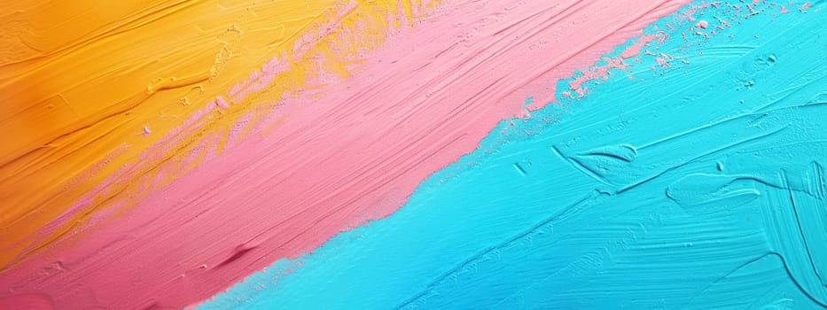 Abstract painting with vibrant colors, featuring a blend of yellow, pink, and blue hues, perfect for back-to-school and creative projects.