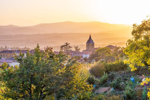 View of the village of Bagnols in France in autumn