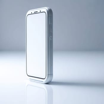 Realistic smartphone blank screen mockup on white background. Mobile phone template. Space for text