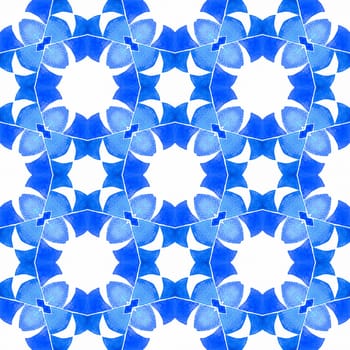Chevron watercolor pattern. Blue good-looking boho chic summer design. Green geometric chevron watercolor border. Textile ready elegant print, swimwear fabric, wallpaper, wrapping.