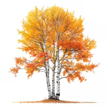 Aspen tree with golden and orange leaves in autumn, showcasing the vibrant colors and natural beauty of the fall season.