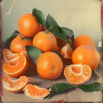 A close up of oranges with one of them cut in half. The oranges are fresh and ripe, and the image conveys a sense of abundance and freshness