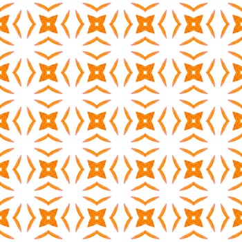 Textile ready outstanding print, swimwear fabric, wallpaper, wrapping. Orange pleasant boho chic summer design. Watercolor summer ethnic border pattern. Ethnic hand painted pattern.
