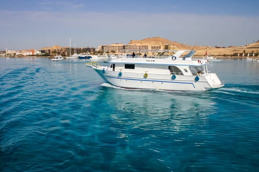 Hurhgada, Egypt - April 9, 2006: Tourist diving yachts for the Red Sea