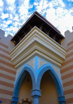 Port Ghalib, Marsa Alam, Egypt - April 20, 2010: Arabic architecture of the hotel Aurora Nada Marsa Alam Resort, Port Ghalib, Marsa Alam, Red Sea 