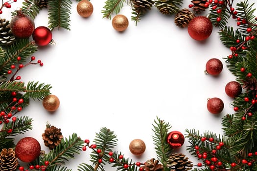 Christmas Mockup with Christmas Tree Decorations on a White Background