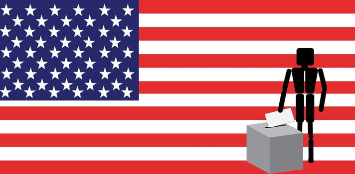 the american flag and man to vote