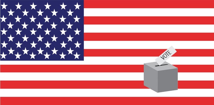 the american flag and box to vote
