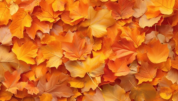 Vibrant orange and yellow autumn leaves, fallen foliage backdrop, seasonal nature texture