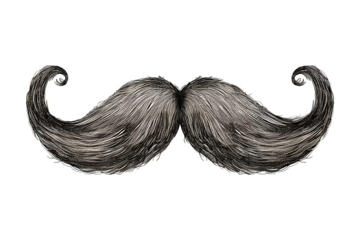 black and white mustache is hand drawn vintage style cut out illustration