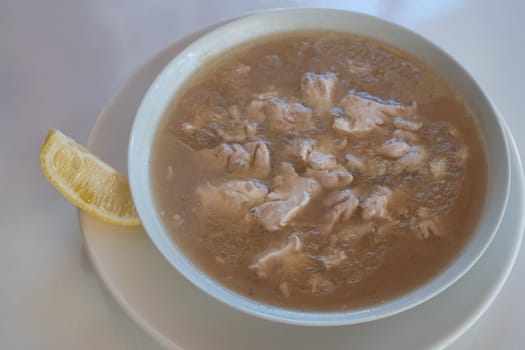 Stewed pork brain soup with carrots - Southeast Asian cuisine.