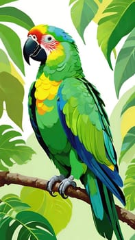 One of nature's vibrant beauties, the colorful parrot, dazzles in all its splendor perched on the tree branch