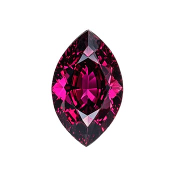 Stone isolated on transparent background. Rhodolite A rosy red rhodolite garnet with a reflective surface and a hint of movement.