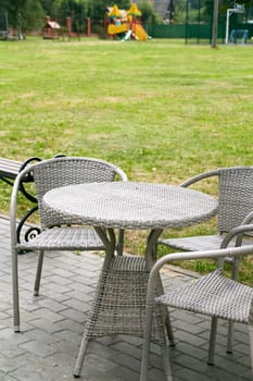 outdoor garden furniture made of artificial rattan. Terrace.Cafes.