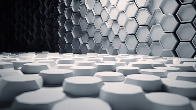 Abstract background with hexagonal tiles. Tech styled hex pattern. Generated AI