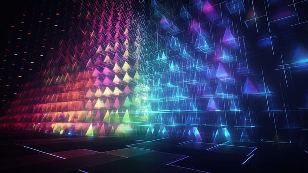 Abstract background with structure of neon triangles and technology style. Generated AI
