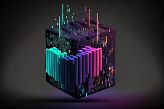 Big data abstract concept with data clusters collected by server. Digital sorting and management concept. Generated AI