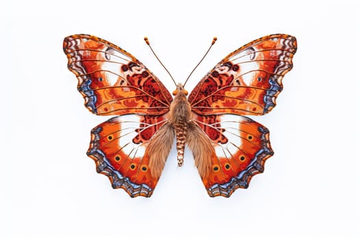 Butterfly with colorful wings isolated on white. Generative AI