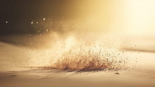 Dust particles sprayed by the wind. Sand on the ground or dust on the floor. Generative AI