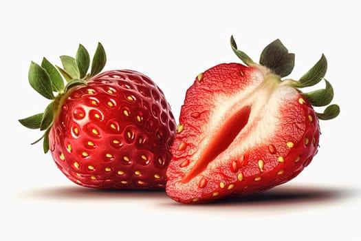 Strawberry on background. Juicy red berry, fresh and sweet. Generated AI