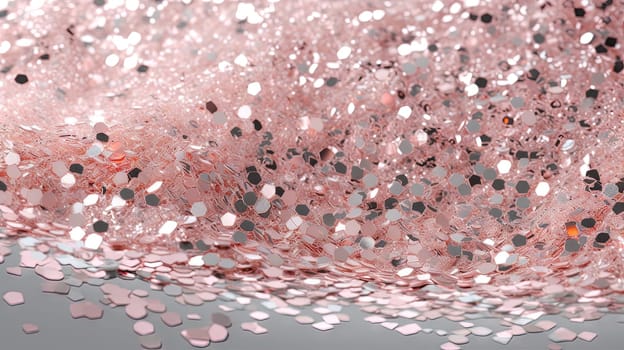 Abstract shiny background with pink glitter. Scattered confetti sparkles with light rose pastel color. Generated AI