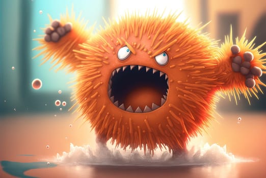 Funny monster character. Crazy cute creature with weird eyes. Generated AI