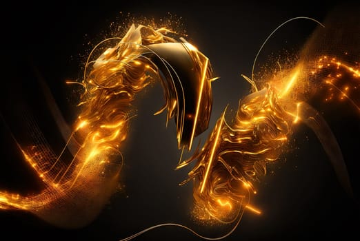Technology abstract with shiny data wave flow. Science concept with glowing wires connected on futuristic background. Generated AI
