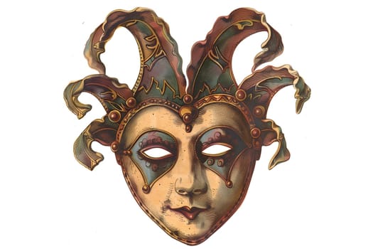 Vintage retro illustration of an Italian Venetian theatrical mask