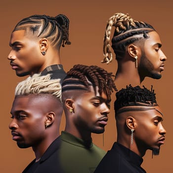 Stylish dreadlock hairstyles from the African American men's catalog. High quality photo