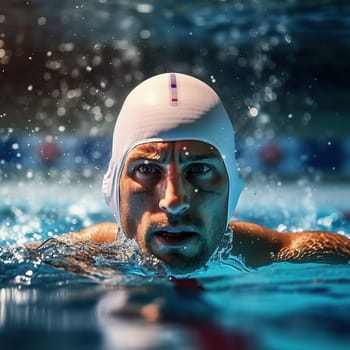An athlete who plays competitive water polo. High quality photo