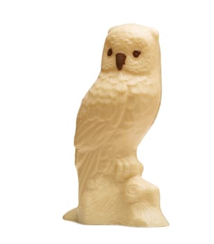 Close-up on funny owl made of white and milk chocolate