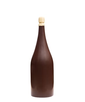 Bottle made of tasty milk chocolate, isolated on white