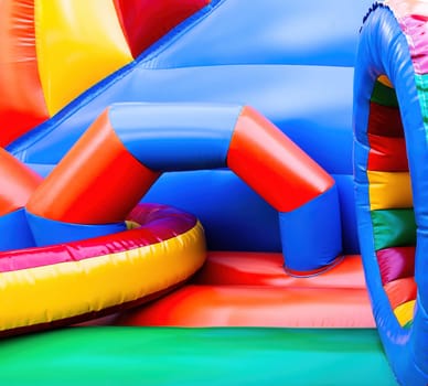 Abstract background and texture of a bright colourful plastic playground for playtime