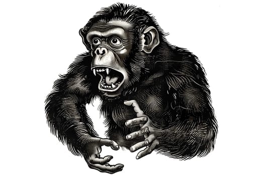 Poster with monkey with a big smile on its face vintage illustration