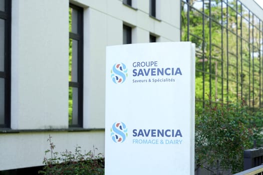 Viroflay , France - APRIL 25, 2024 : Banner and logo of french company Savencia groupe