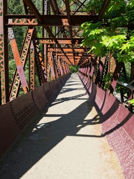 The walking path of the Tumwater Canyon Bridge just west of Leavenworth, Washington.