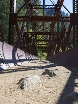 The walking path of the Tumwater Canyon Bridge just west of Leavenworth, Washington.