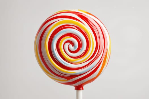 Delicious red and white lollipop with a swirl design, ideal for satisfying a sweet tooth.