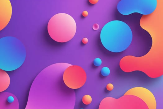 A digital illustration of abstract shapes, rendered in bright blue, pink, and orange hues. The shapes appear to float and dance on a violet background, creating a dynamic and colorful composition. The image has a sense of fluidity and movement, inviting the viewer to explore the abstract forms.