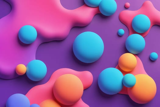 This abstract digital artwork features three intertwining forms, rendered in vibrant gradients of pink, blue, and purple. The smooth, organic shapes create a sense of movement and flow, suggesting a dynamic interplay of light and color.
