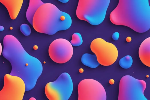 A digital abstract artwork featuring a seamless pattern of vibrant pink, blue, and purple shapes, with a gradient effect that creates a sense of depth and movement. The shapes are layered and overlapping, creating a dynamic and energetic visual.