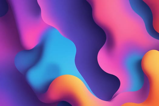 This abstract digital art piece features a vibrant color scheme of pinks, purples, and blues. The shapes are fluid and organic, creating a sense of movement and energy. The image evokes a sense of both calm and excitement.