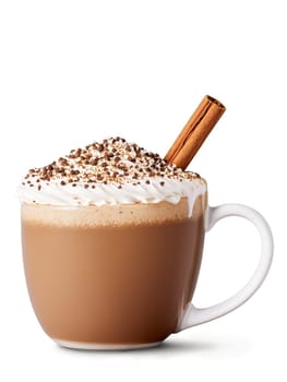 Mocha Madness Rich brown cocktail in a coffee cup garnished with a sprinkle of cinnam. Drink isolated on transparent background.