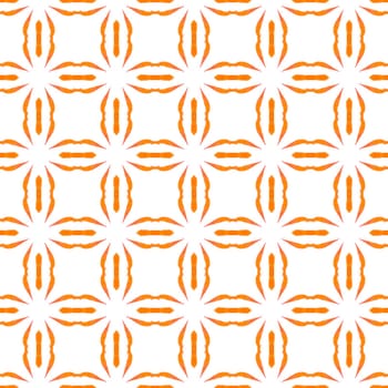 Summer exotic seamless border. Orange memorable boho chic summer design. Exotic seamless pattern. Textile ready magnificent print, swimwear fabric, wallpaper, wrapping.