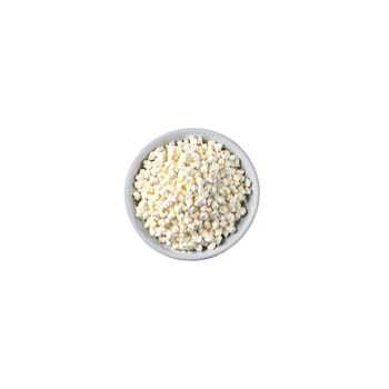 Cottage cheese with creamy curds and milk splash in background Food and culinary concept. Food isolated on transparent background.