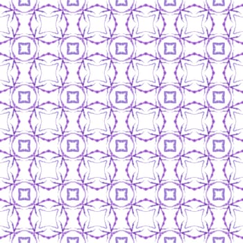 Hand painted tiled watercolor border. Purple classic boho chic summer design. Textile ready artistic print, swimwear fabric, wallpaper, wrapping. Tiled watercolor background.