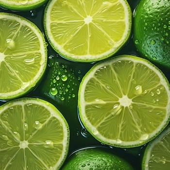 Close-up of vibrant green limes backdrop, arranged beautifully. Ideal for food blogs, menus, and social media posts. A refreshing and eye-catching image for various creative projects.