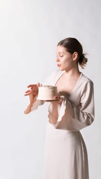 attractive elegant beauty dress white cake beautiful fashion young lady style model woman